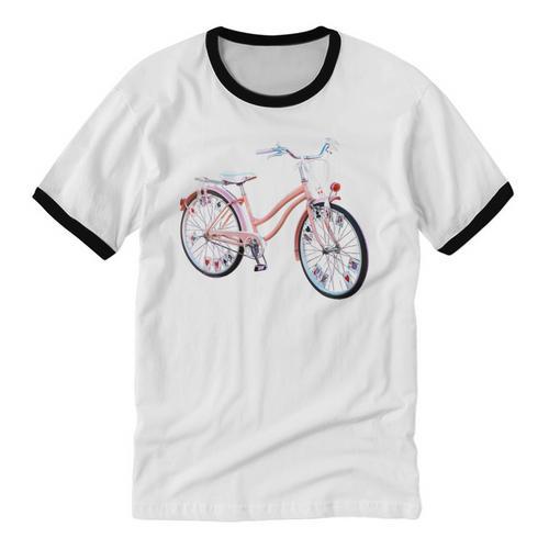 Vintage Bicycle With Playing Cards Nostalgia Unisex Cotton Ringer T-Shirt - Figerry
