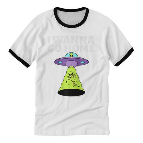 I Wanna Go Home Introvert UFO UAP Flying Saucer Trippy Alien Raglan Baseball Tee Unisex Cotton Ringer T-Shirt - Raresse