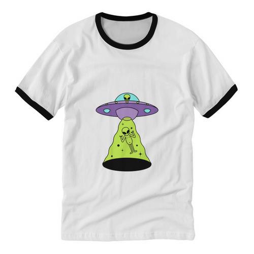 I Wanna Go Home Introvert UFO UAP Flying Saucer Trippy Alien Unisex Cotton Ringer T-Shirt - Raresse