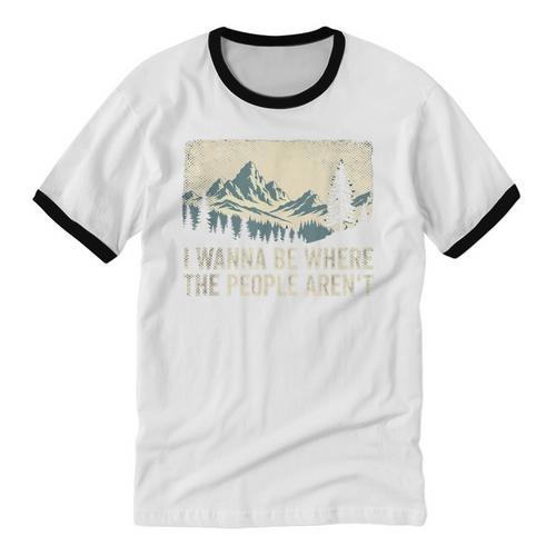 I Wanna Be Where The People Arent Hiking Camping Introvert Unisex Cotton Ringer T-Shirt - Raresse
