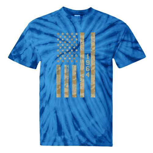1964 Year Nostalgia Desert Camo Distressed American Flag Tie-Dye T-Shirts - Figerry