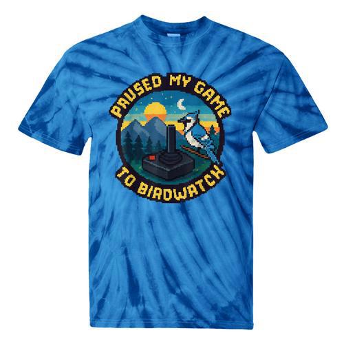 8-Bit Gamer Birder Blue Jay Arcade Nostalgia Nature Tie-Dye T-Shirts - Figerry