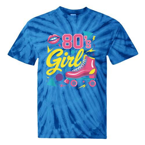 80's Girl Roller Skates Skating Eighties 1980s Nostalgia Tie-Dye T-Shirts - Figerry
