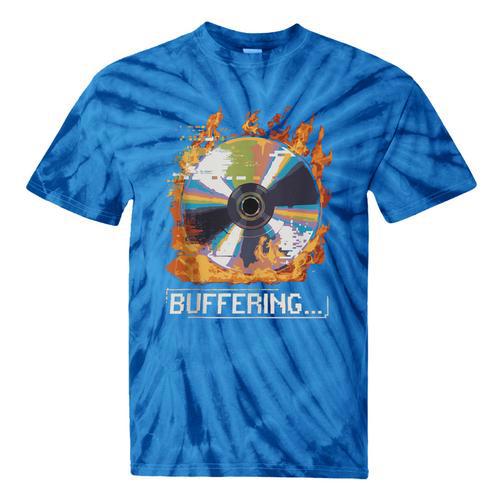 Buffering Glitched CD On Fire 2000s Nostalgia Tie-Dye T-Shirts - Figerry