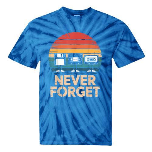 Floppy VHS Cassette Never Forget Retro 80s 90s Nostalgia Tie-Dye T-Shirts - Figerry