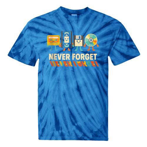 Never Forget Retro Cassette VHS Floppy CD Nostalgia Humor Tie-Dye T-Shirts - Figerry