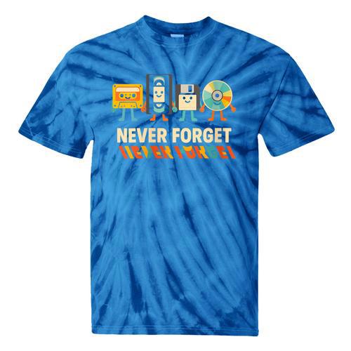 Never Forget Retro Cassette VHS Floppy CD Nostalgia Humor Tie-Dye T-Shirts - Figerry