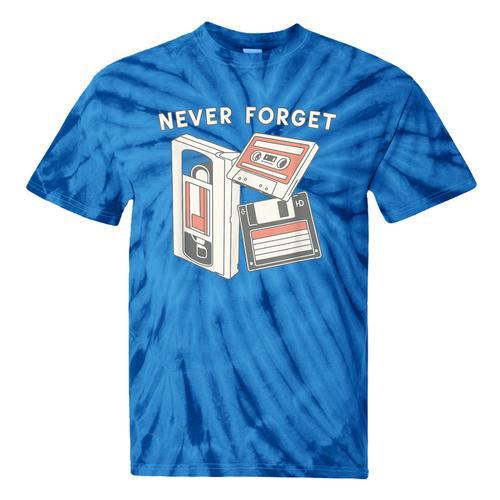 Never Forget VHS Tape Cassette Floppy Disk Nostalgia 80s 90s Tie-Dye T-Shirts - Figerry