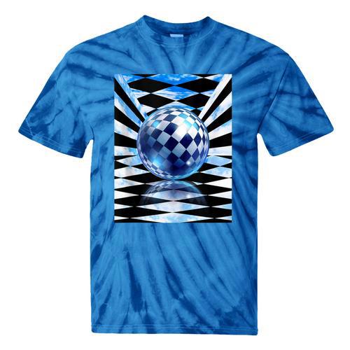 Frutiger Aero Aesthetic Tech Checkered Room Orb Sky Tie-Dye T-Shirts - Figerry