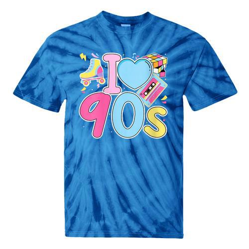 I Love 90's Retro Style Nostalgia Vibe 1990's Party Tie-Dye T-Shirts - Figerry