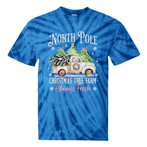 North Pole Tree Farm Merry Christmas Holiday Scene Nostalgia Tie-Dye T-Shirts - Figerry