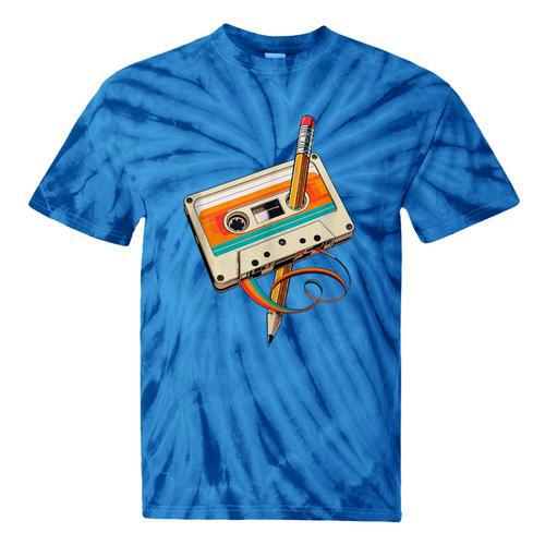 Retro Cassette Tape & Pencil Rewind Nostalgia Party 80s 90s Tie-Dye T-Shirts - Figerry