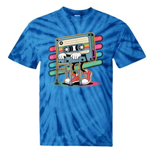Retro Old Cassette Tape Cartoon With Walker Nostalgia Tie-Dye T-Shirts - Figerry