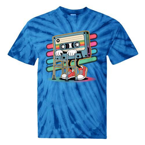 Retro Old Cassette Tape Cartoon With Walker Nostalgia Tie-Dye T-Shirts - Figerry