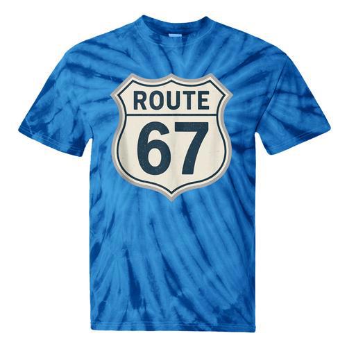 Retro Route 67 Highway Sign Vintage Road Nostalgia Tie-Dye T-Shirts - Figerry