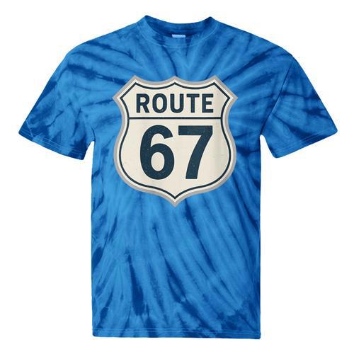 Retro Route 67 Highway Sign Vintage Road Nostalgia Tie-Dye T-Shirts - Figerry