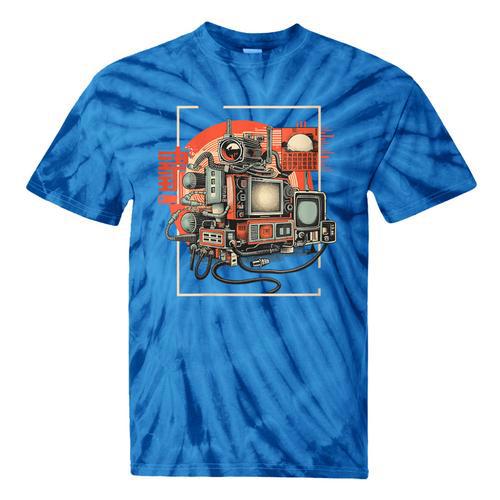 Retro Tech Stack 80s 90s Nostalgia Analog TV Cameras Tie-Dye T-Shirts - Figerry
