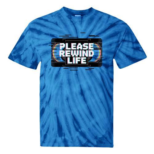 VHS Tape Rewind Glitch 90s Retro Nostalgia Please Rewind Tie-Dye T-Shirts - Figerry