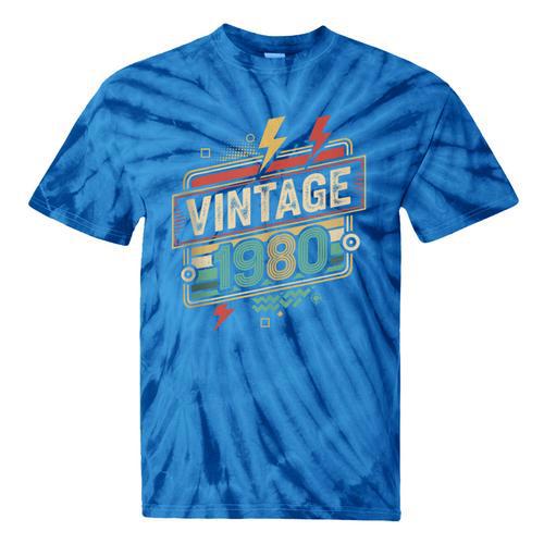 Vintage 1980 Retro Badge Decade Nostalgia Graphic Emblem Tie-Dye T-Shirts - Figerry