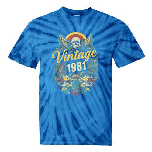 Vintage 1981 Retro Badge Nostalgia Eighties Compass Skull Tie-Dye T-Shirts - Figerry