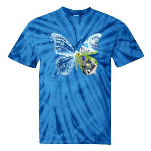 Frutiger Aero Aesthetic Butterfly Computer Fishes Scenery Raglan Baseball Tee Tie-Dye T-Shirts - Figerry