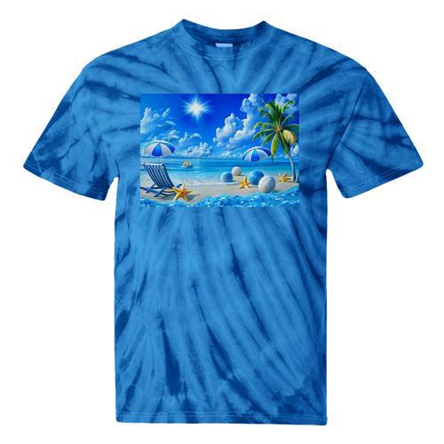 Frutiger Aero Beach Y2k Aesthetic Palm Tree Sand Ocean Premium Tie-Dye T-Shirts - Figerry