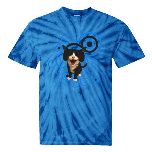 Frutiger Aero Cat Meme Headphone Kitty Cat Lover Tie-Dye T-Shirts - Figerry