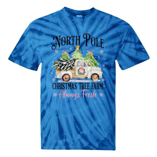 Holiday Scene Nostalgia North Pole Tree Farm Merry Christmas Tie-Dye T-Shirts - Figerry