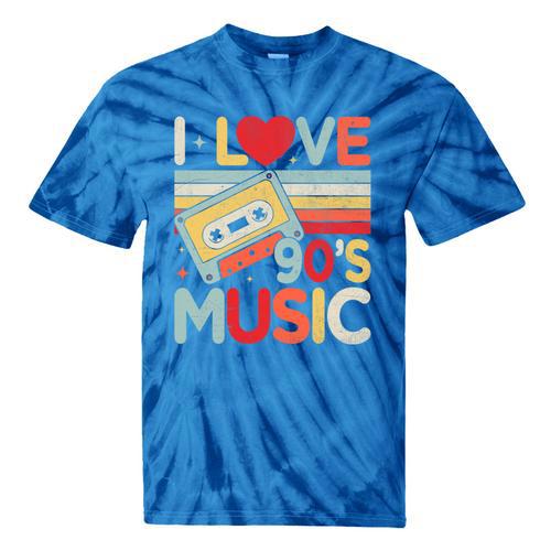 I Love 90's Music Retro Style Nostalgia Cassette 1990s Party Premium Tri-Blend Tie-Dye T-Shirts - Figerry