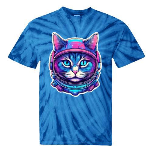 Retro 80s Cat In Space Suit Nostalgia Cat Vintage Astronaut Tie-Dye T-Shirts - Figerry