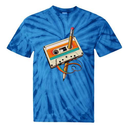 Retro Cassette Tape & Pencil Rewind Nostalgia Party 80s 90s Tie-Dye T-Shirts - Figerry
