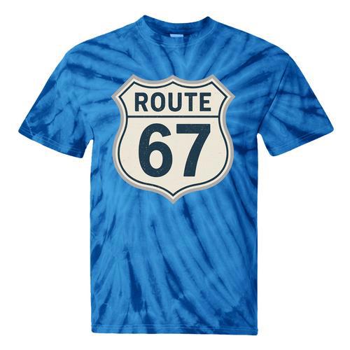 Retro Route 67 Highway Sign Vintage Road Nostalgia Premium Tri-Blend Tie-Dye T-Shirts - Figerry