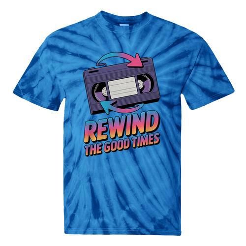 Rewind Good Times Retro VHS Tape Nostalgia 80s 90s Premium Tri-Blend Tie-Dye T-Shirts - Figerry