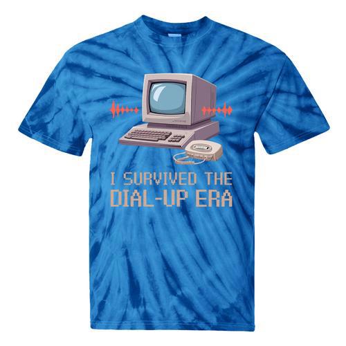 I Survived The Dial-Up Era Retro 90s Nostalgia Premium Tri-Blend Tie-Dye T-Shirts - Figerry