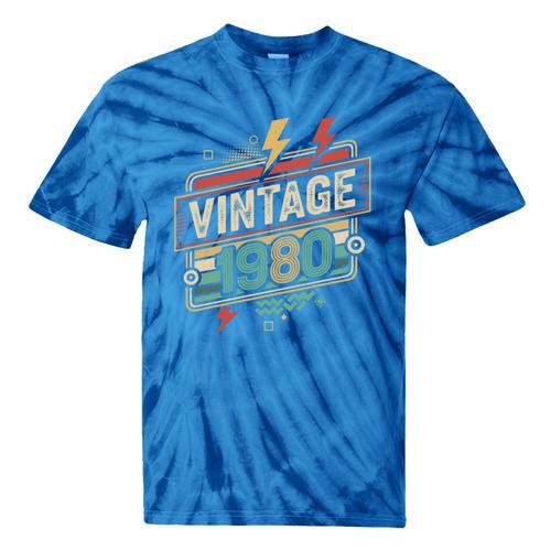 Vintage 1980 Retro Badge Decade Nostalgia Graphic Emblem Premium Tri-Blend Tie-Dye T-Shirts - Figerry