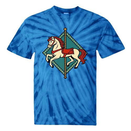 Vintage Carousel Horse Merry Go Round Nostalgia Art Premium Tie-Dye T-Shirts - Figerry
