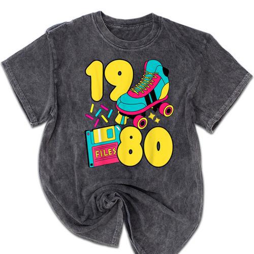 1980 Retro Raised In The 80s Old School Nostalgia Vibes Mineral Wash Tshirts - Figerry