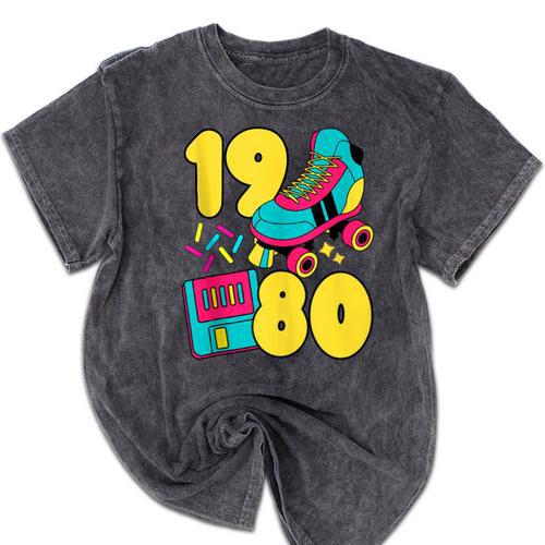 1980 Retro Raised In The 80s Old School Nostalgia Vibes Mineral Wash Tshirts - Figerry