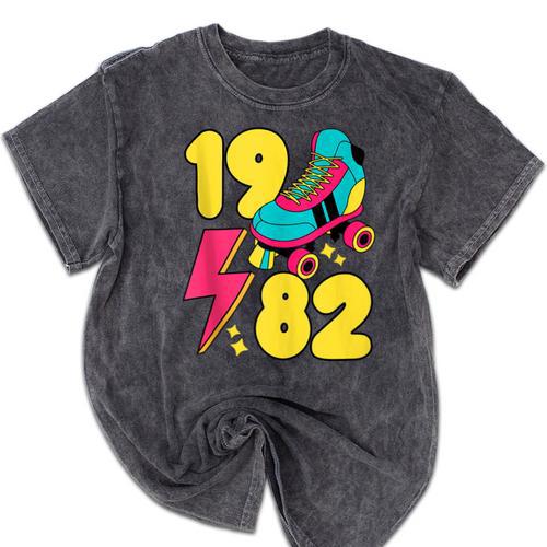 1982 Retro Raised In The 80s Old School Nostalgia Vibes Mineral Wash Tshirts - Figerry