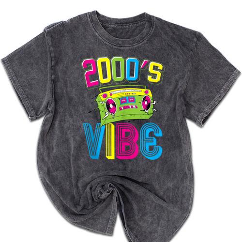 2000's Vibe Hip Hop Costume Early 2000s Party Nostalgia Mineral Wash Tshirts - Figerry