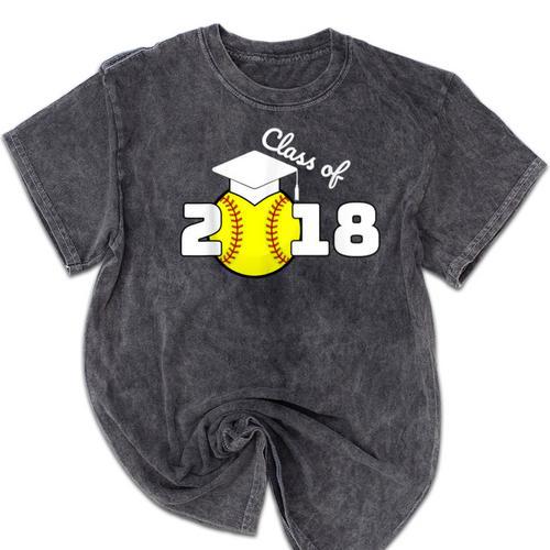 2018 Softball Senior Graduation Shirt For Girls Grad Mineral Wash Tshirts - Best Gift Smart