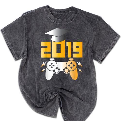 2019 High School Graduation Shirt Gamer Graduate Mineral Wash Tshirts - Best Gift Smart