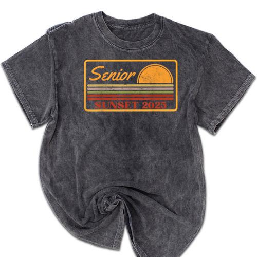 2025 Graduation Highschool Senior Sunset Mineral Wash Tshirts - Best Gift Smart