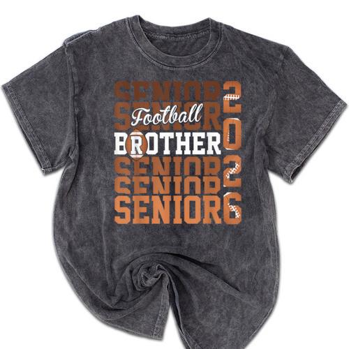2026 Football Senior Brother Graduation Matching Family Mineral Wash Tshirts - Best Gift Smart