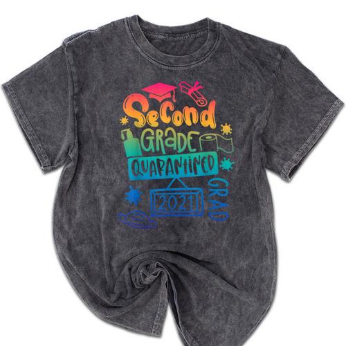 2nd Grade 2021 Graduate Quarantine Second Grade Graduation Mineral Wash Tshirts - Best Gift Smart