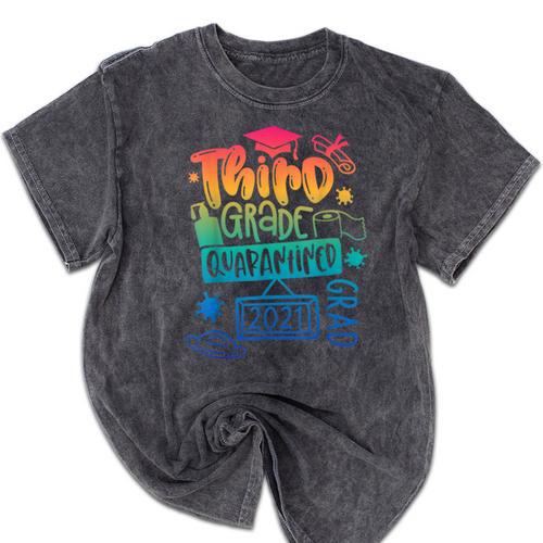 3rd Grade 2021 Graduate Quarantine Third Grade Graduation Mineral Wash Tshirts - Best Gift Smart