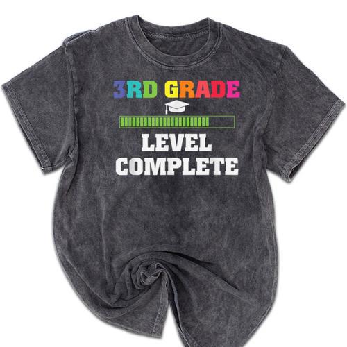 3rd Grade Level Complete Third Grade Graduation Mineral Wash Tshirts - Best Gift Smart