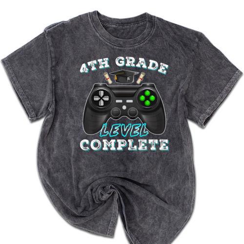 4th Grade Level Complete Gamer 4 Grade Graduation Mineral Wash Tshirts - Best Gift Smart
