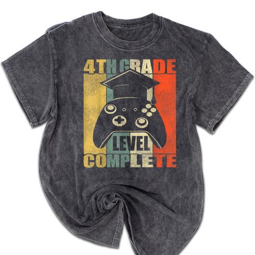 4th Grade Level Complete Gamer Class Of 2023 Graduation Mineral Wash Tshirts - Best Gift Smart