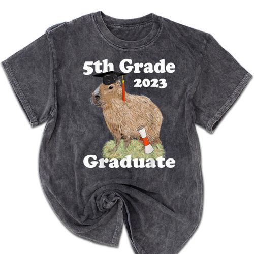 5th Grade Graduation Class Of 2023 Capybara Fifth Graduate Mineral Wash Tshirts - Best Gift Smart